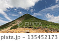 Blue skies, white clouds, green mountains - perfect weather for hiking 135452173