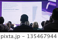 Viewers concentrate on charts and metrics displayed clearly, Seated group of professionals 135467944