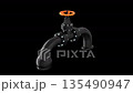 Stylized animation of valve on an industrial pipe. A valve on an industrial pipe opens and closes, letting the liquid flow, 3D render with alpha channel 135490947