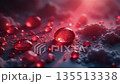 Red Droplets Shine Very Gently. Ai generated 135513338