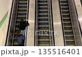 People are riding an escalator in an underground metro passage. 135516401