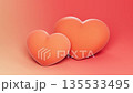 Red heart symbol isolated in the orange background, Mother's Day theme, Valentine's Day theme, 3d rendering. 135533495