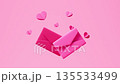 Pink envelopes. Information love transfer. Love letter or wedding invitation card, Valentine's Day theme. Wedding theme, 3d rendering. 135533499