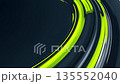 Continuous rotation of vibrant green and dark reflective stripes, creating a geometric and dynamic visual background 135552040