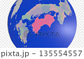 Planet-style map of Shikoku with prefectures color-coded 135554557