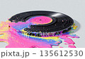 Melting vinyl record turns into pool of neon colors in unique art display 135612530