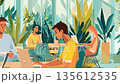 Modern co-working space showcases young diverse professionals engaged in work and collaboration during day hours 135612535