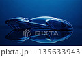 青い背景の未来的なクロム自動車モデル 135633943