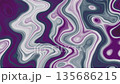 A dynamic and fluid motion graphic featuring a turbulent pattern in shades of purple, blue, and gray, creating an elegant liquid marble effect. 135686215