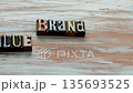 Brand Value Words Formed With Wooden Letter Blocks Showing Business Identity Concept 135693525