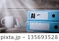 AI Artificial Intelligence Ethics Principles Shown On Labeled Office Binders Workspace 135693528