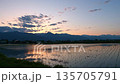 Azumino City, Nagano Prefecture: The Northern Alps and Mount Ariake at sunset, with a beautiful reflection in the rice paddies 135705791