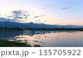 Azumino City, Nagano Prefecture - The Northern Alps and Mt. Ariake at sunset - Beautiful reflections in the rice paddies - Time lapse 135705922