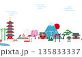 Traditional Japanese buildings, scenery, and events. Illustrations and videos of seasonal scenery. 135833337