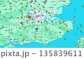Air traffic map over London metropolitan area showing multiple aircraft positions 135839611