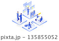 Business team presenting data analysis and discussing business. Isometric animation (loop) 135855052