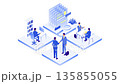 Isometric animation of a business process from recruitment to sales negotiations (loop) 135855055