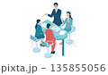 Isometric animation of a team giving a presentation at a business meeting (loop) 135855056