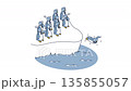 First Penguin Bravely Jumping into the Sea Business Concept Illustration (Loop) 135855057