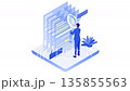 Isometric animation of a recruiter checking a resume (looped video) 135855563