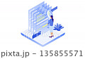Isometric animation of a recruiter checking a resume (looped video) 135855571