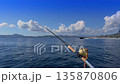 Javea bay trolling fishing rod on boat Mediterranean Costa Blanca 135870806
