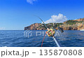 Costa Blanca trolling fishing rods on boat near Cape de la Nao in Alicante 135870808