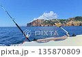 Costa Blanca trolling fishing rods on boat near Cape de la Nao in Alicante 135870809