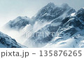 Huge avalanche from mountain, winter nature color landscape 135876265