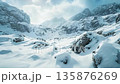 Huge avalanche from mountain, winter nature color landscape 135876269