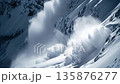 Huge avalanche from mountain, winter nature color landscape 135876277