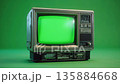 Retro vintage TV with green screen or chroma key background.  135884668
