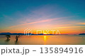 Beautiful Time lapse of Majestic sunrise or sunset clouds sky over sea landscape,Amazing colorful light of nature cloudscape sunrise sky background 135894916