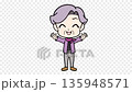 A mini character of a senior woman raising her arms in a pose 1 Loop animation [Transparent background] 135948571