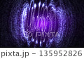 Glowing purple particle waves forming a symmetrical energy field, abstract digital vibration and futuristic motion background for technology and sci-fi projects. 135952826