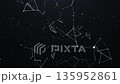 An abstract network with plexus lines and glowing nodes forming a digital network floating in dark space, forming a dynamic digital constellation for artificial intelligence technologies, data 135952861