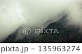 Foggy forest mountain landscape, clouds moving 135963274