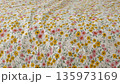 Beautiful floral fabric with vibrant patterns and colors 135973169