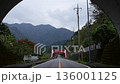 The mountains along Lake Miyagase and the red bridge, Kamata River Bridge 136001125
