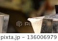 Macro Steam Rising from Moka Pot 136006979