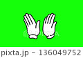 Loop animation of illustration of two hands in white gloves clapping, clapping, blessing, clapping, slow, green screen 136049752