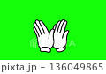 Looped animation of illustration of two hands in white gloves clapping, clapping, celebrating, hitting, high speed, green screen 136049865