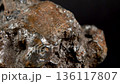 Chondrite Meteorite on black background, close up macro video. Meteorite closeup video. Meteor macro surface 136117807