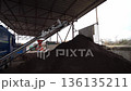The equipment at the compost plant processes organic waste, and the ready-made stabilized organic fertilizer is sifted through a sieve, and a mixture for soil fertilization is produced 136135211