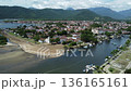 Circling aerial view of Paraty in context with its stunning surroundings 136165161