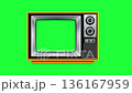 Retro TV with a transparent screen moves against a green background 136167959
