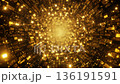 Luxurious gold warp video on a black background. Golden shining light tunnel and geometric glitter background. 136191591