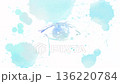 A watercolor animation of blue water splashing onto a crying eye, expressing sadness and purification. 136220784