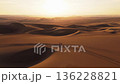 Aerial View of Sand Dunes in Peru at Sunset - More 136228821
