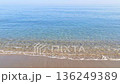 Beautiful sea waves on shoreline in Mediterranean Sea. Clean blue water, sand. High quality 4k footage 136249389